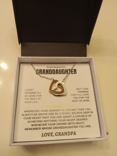 Customer photo review of Gift for Granddaughter from Grandpa Interlocking Hearts Necklace Gift