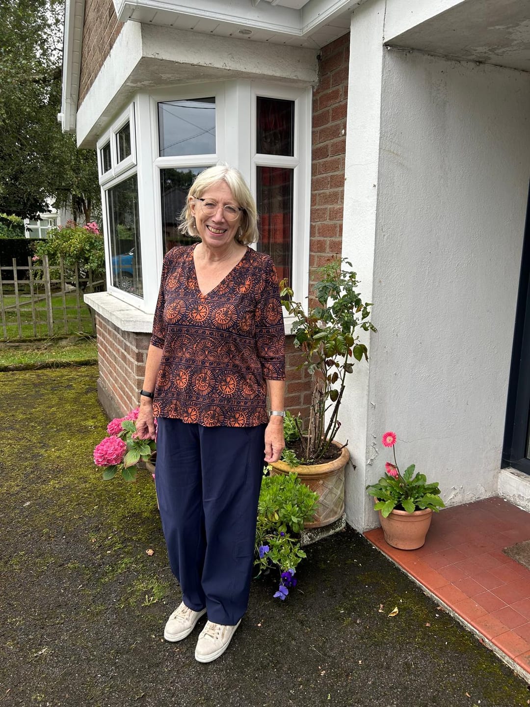 Customer photo review of Navy Terracotta Print ITY Fabric 4 Way Stretch