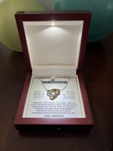 Customer photo review of Gift for Granddaughter from Grandpa Interlocking Hearts Necklace Gift