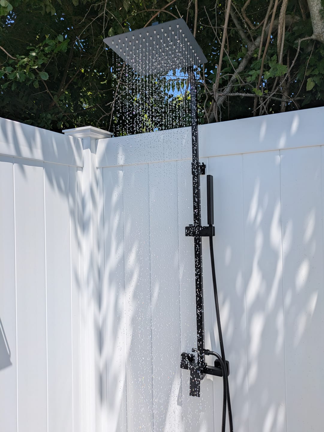 Customer photo review of Wall-Mounted Height Adjustable 304 Stainless Steel Outdoor Shower with Square Rainfall Shower Head