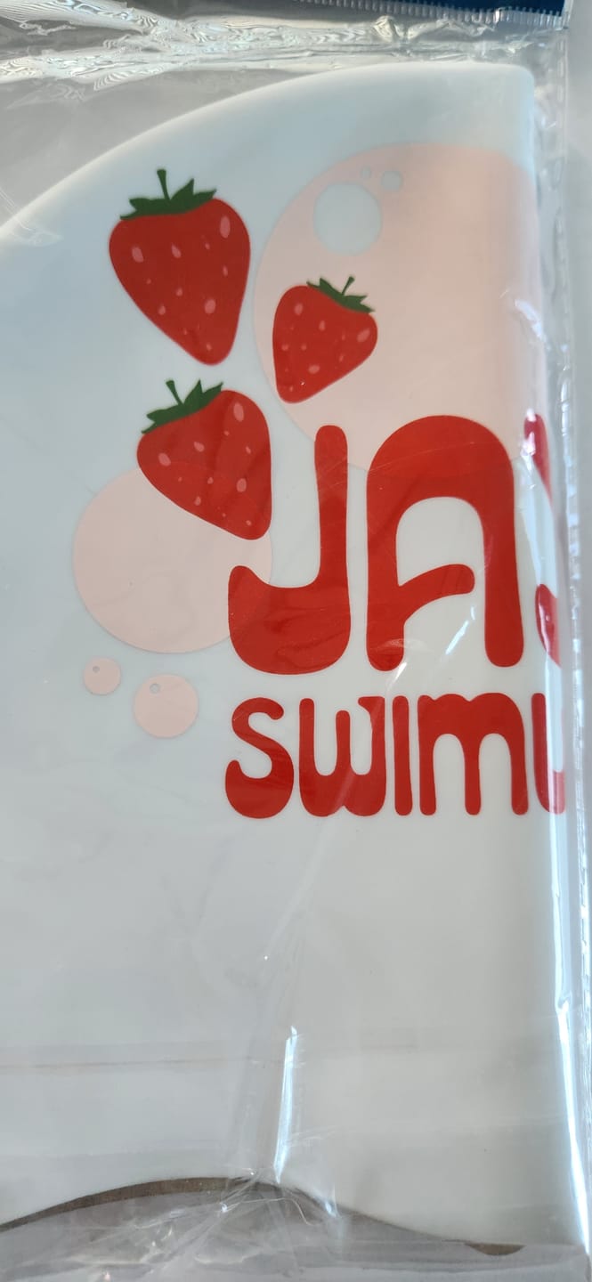 Customer photo review of JAYD Swim Cap - Strawberry Fields