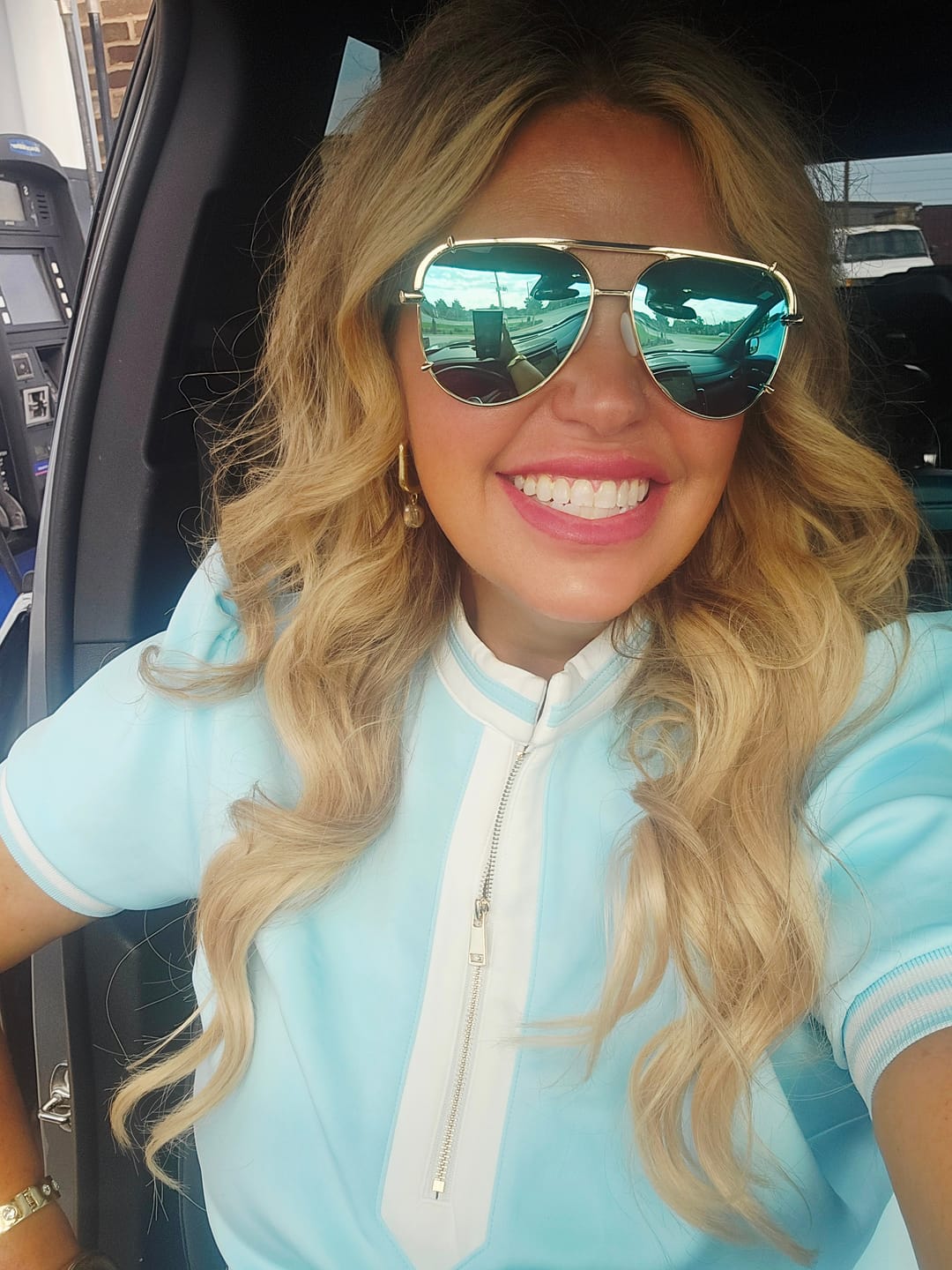 Customer photo review of SSYS Scuba Contrast Puff Sleeve Active Skort Set In Baby Blue