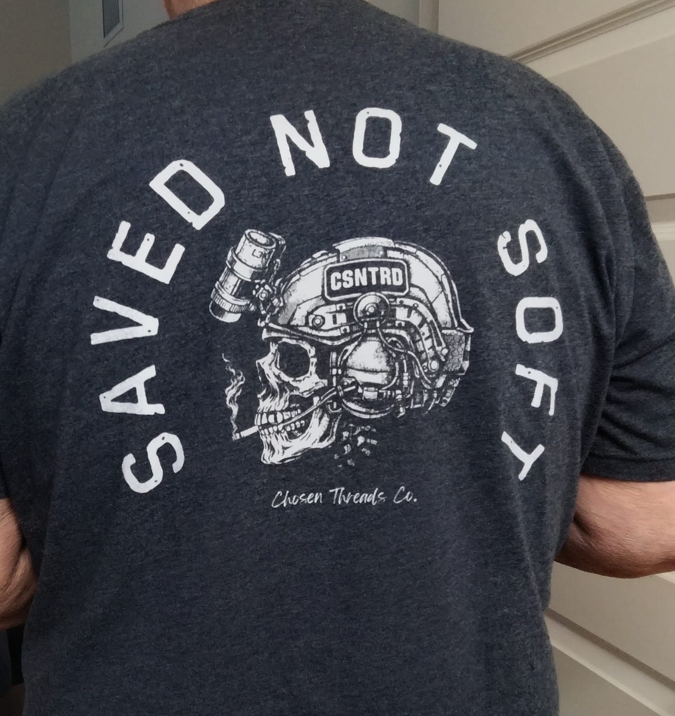 Customer photo review of Saved Not Soft T-Shirt
