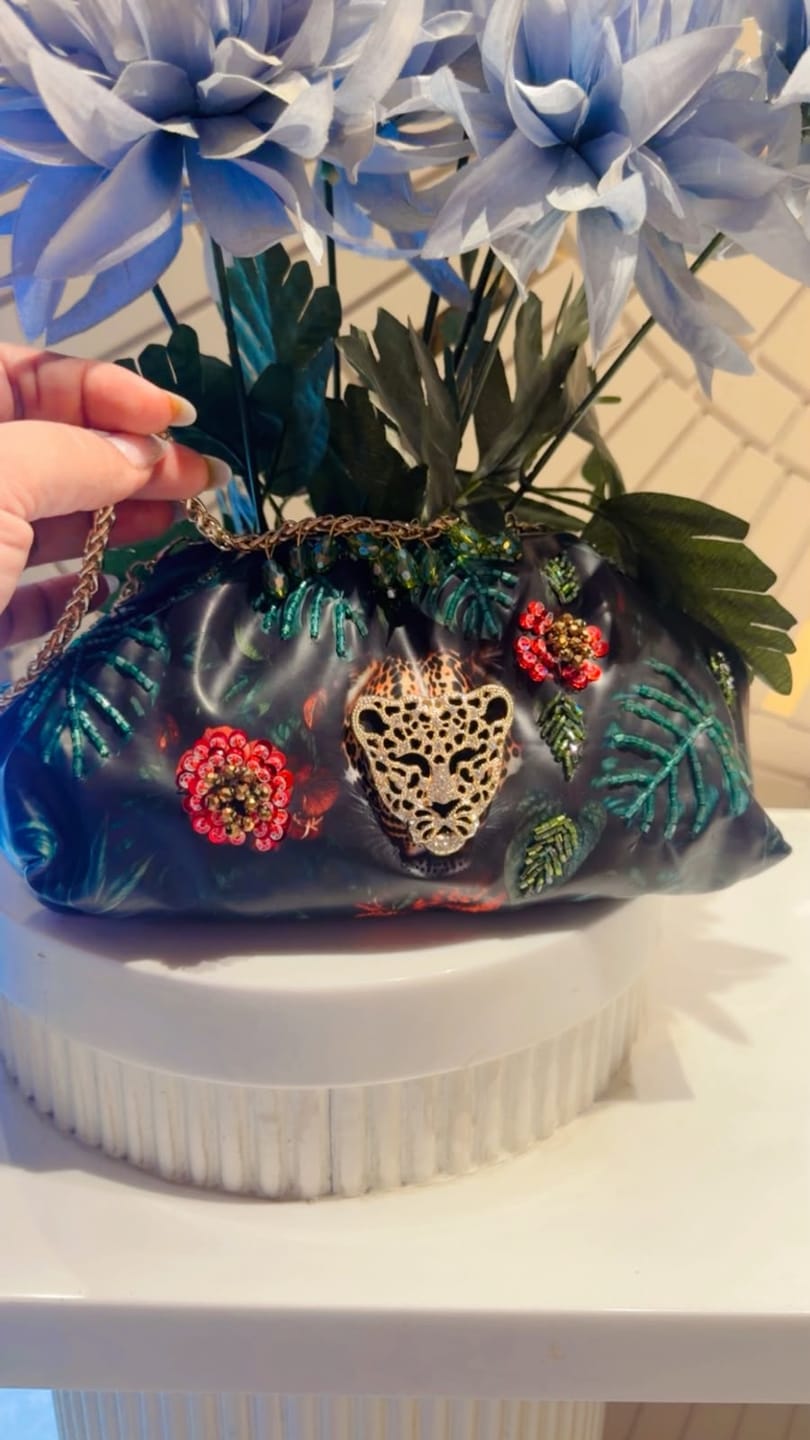 Customer photo review of Wild Panther Embellished Clutch