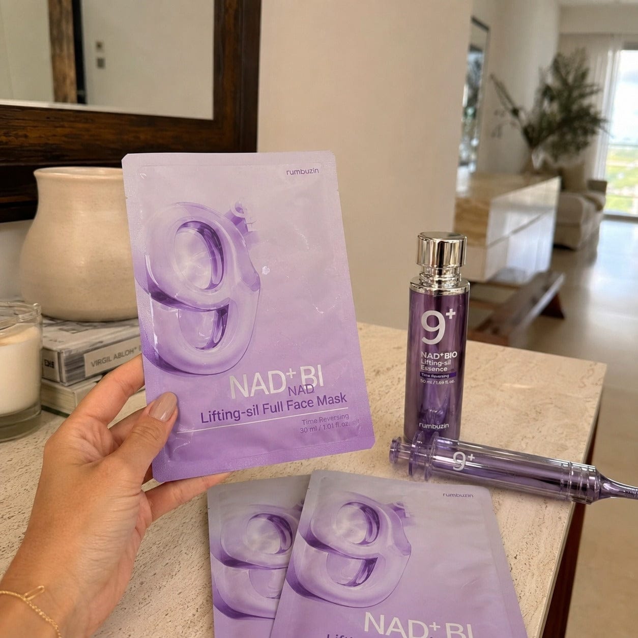 Customer photo review of ערכת NAD9+ המלאה לסימני הגיל | סרום, אמפולת עיניים ו-4 מסכות ליפטינג
