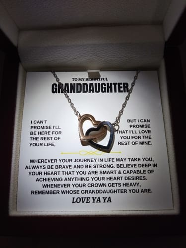 Customer photo review of Gift for Granddaughter from Grandpa Interlocking Hearts Necklace Gift