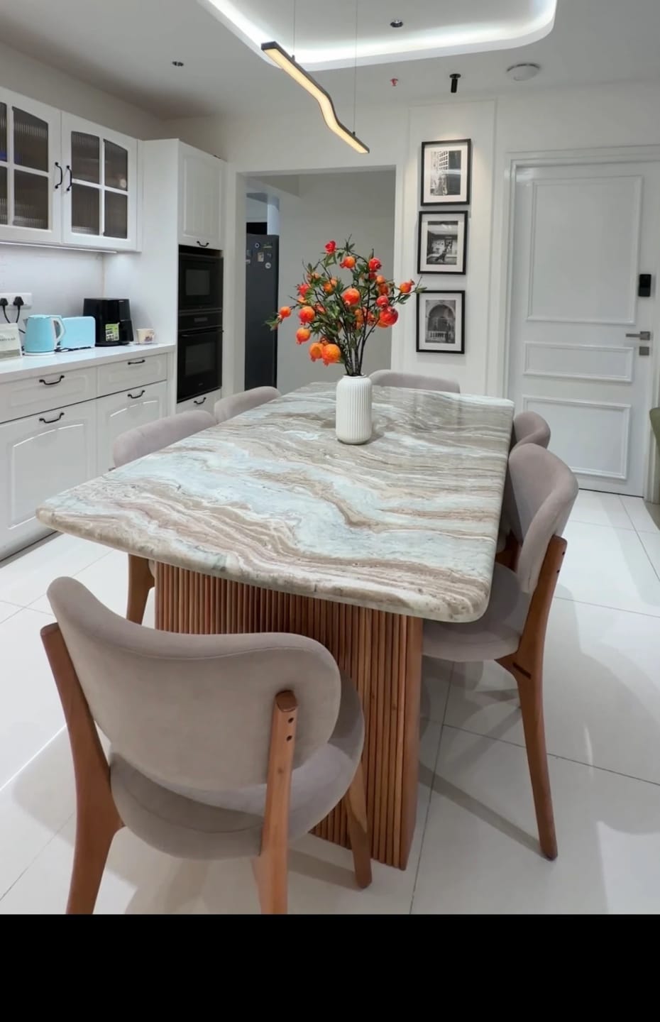 Customer photo review of Hiro Marble Dining Table