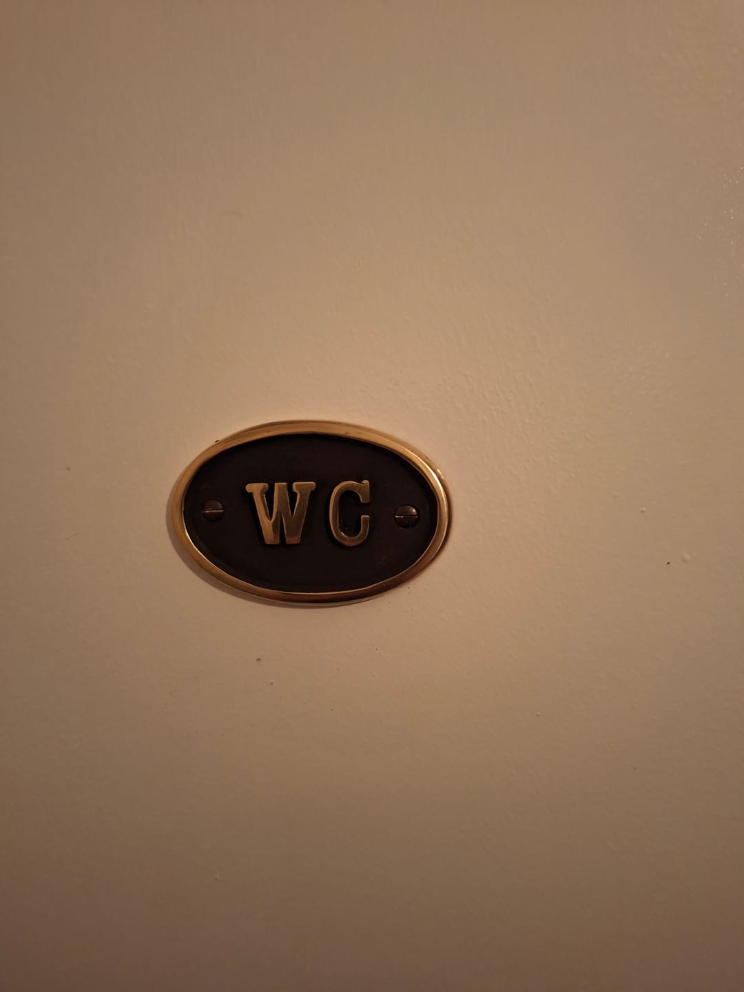 Customer photo review of WC Toilet Door Sign · Brass ·