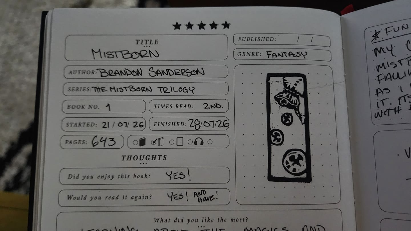 Customer photo review of Reading Journal - Serpents & Swords
