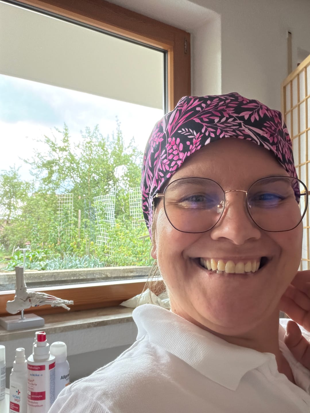 Customer photo review of OP-Haube Pink Bloom - Komfort
