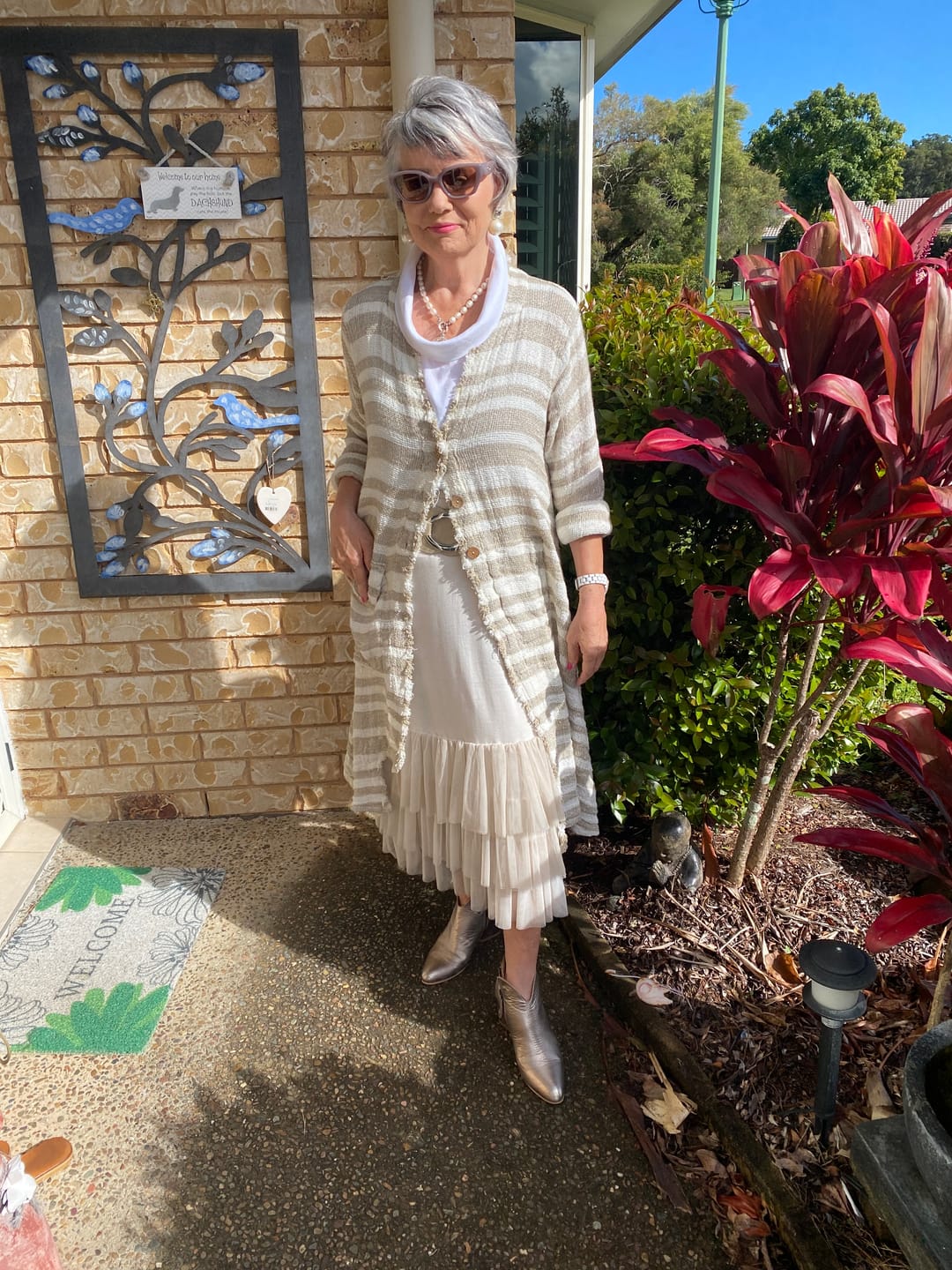 Customer photo review of Alta Linen Jacket in Latte