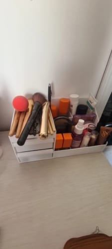 Customer photo review of Makeup Storage Drawer – Plastic Desktop Cosmetics Shelf
