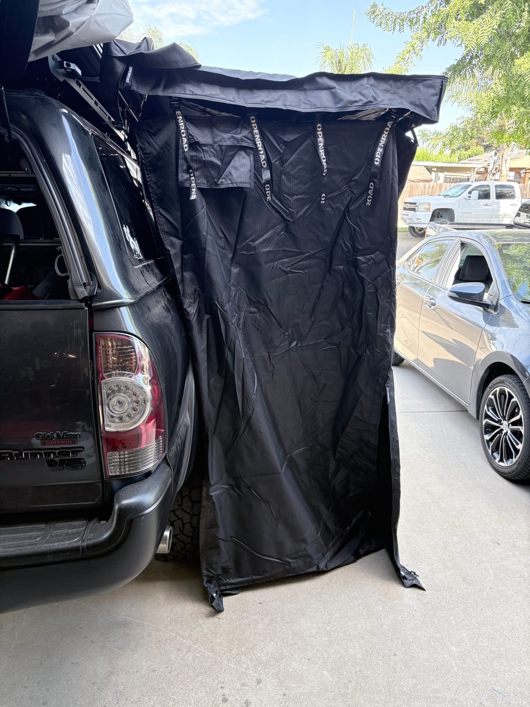Customer photo review of OPENROAD Quick-Open Overland Shower/Privacy Awning V2