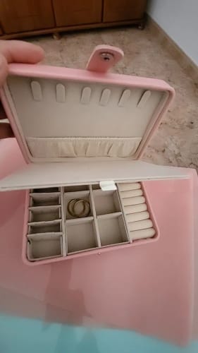 Customer photo review of Leather Jewelry Box – Ring and Earring Display Organizer
