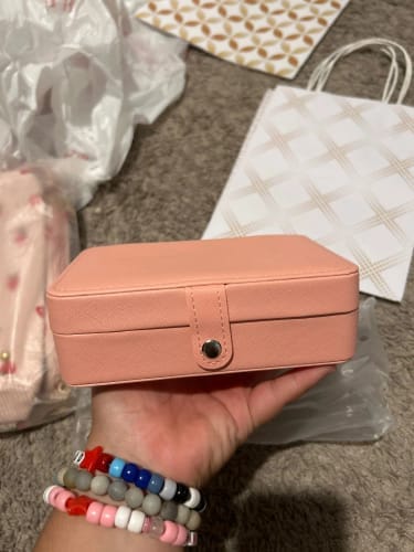 Customer photo review of Leather Jewelry Box – Ring and Earring Display Organizer