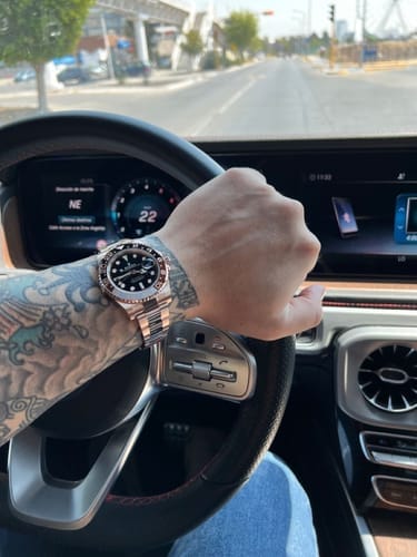 Customer photo review of Luxury Dual Time Automatic Men’s Watch With Engraved 24-Hour Bezel