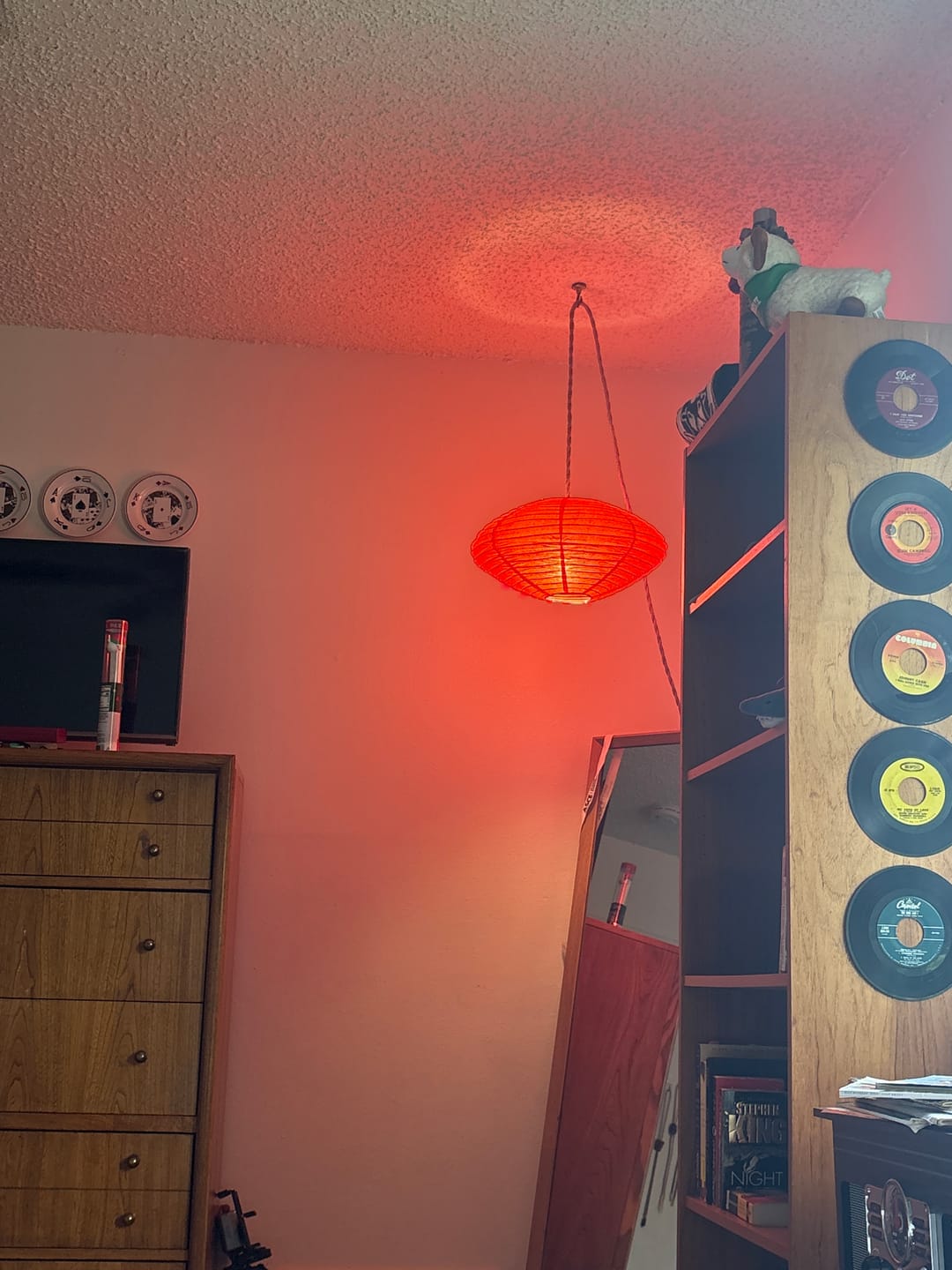 Customer photo review of 16" Red Saturn UFO Paper Lantern