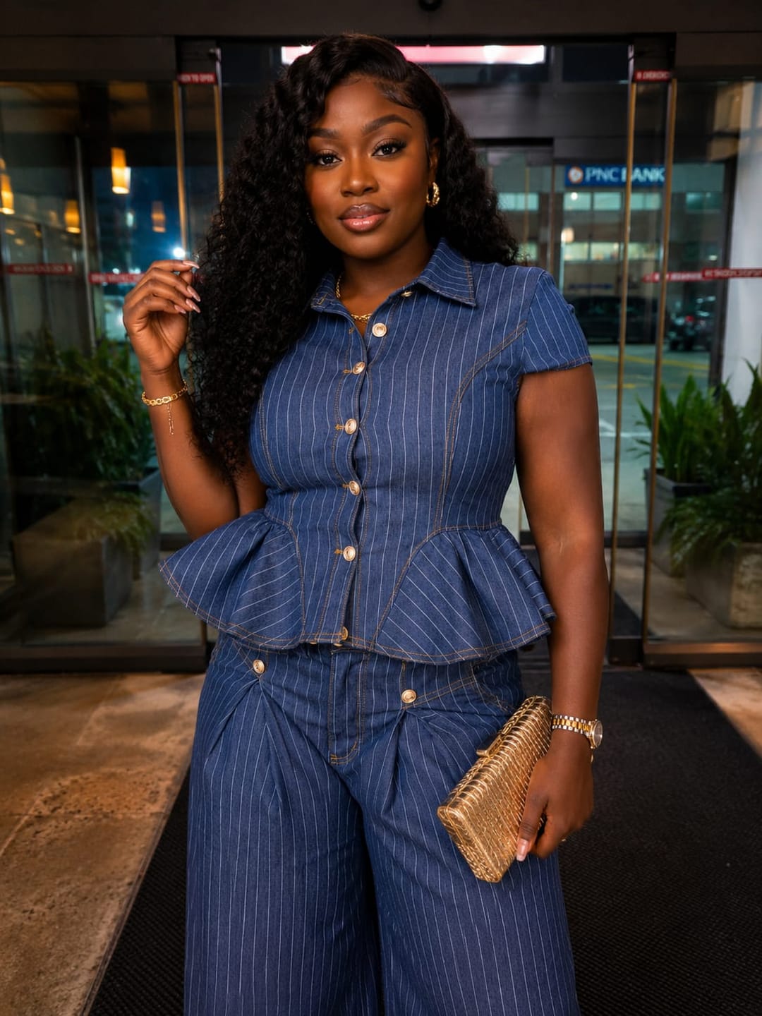 Customer photo review of Jade Denim Pinstripe Set