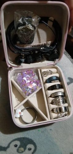 Customer photo review of Small Jewelry Box – Macaroon Style Travel Case for Studs & Rings