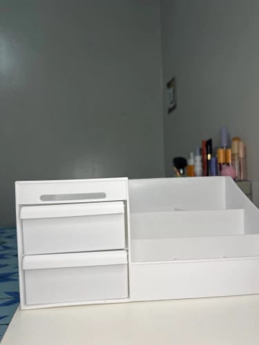 Customer photo review of Makeup Storage Drawer – Plastic Desktop Cosmetics Shelf