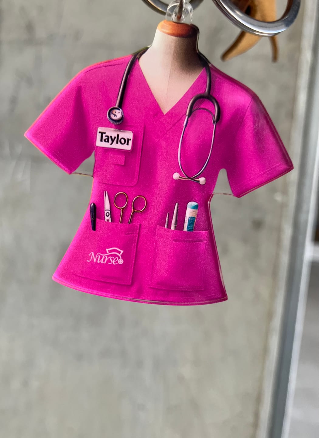 Customer photo review of Nurse Uniform Custom Name Personalized Keychain