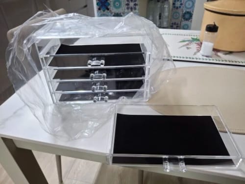 Customer photo review of Acrylic Desk Organizer – Clear Drawer Storage for Office