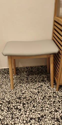 Customer photo review of Vanity Stool - Saddle Cushion Wood Leg Stool