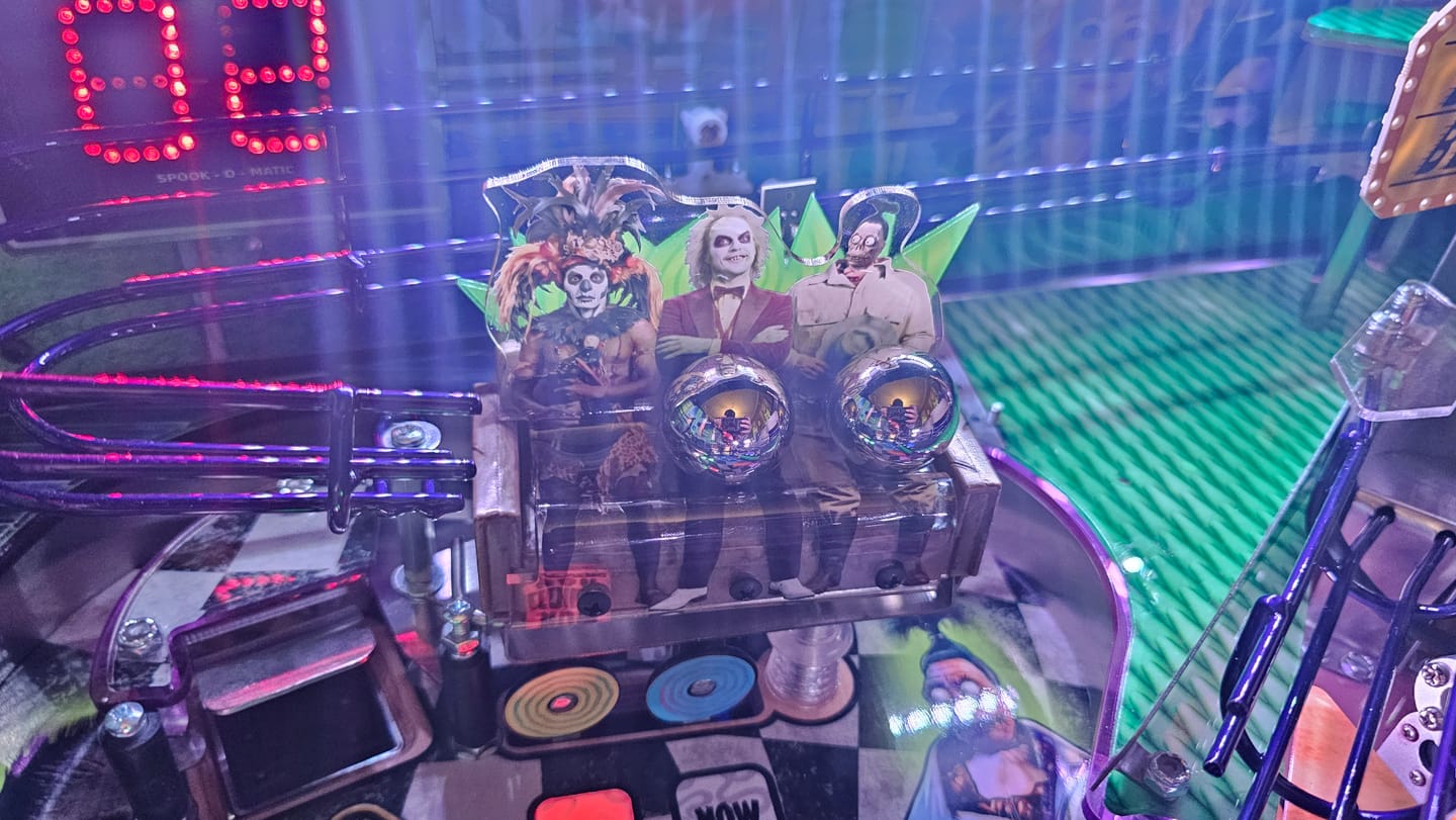 Customer photo review of The Three Dead Men Waiting Room Couch Mod -  Beetlejuice Pinball MODs by CRCades
