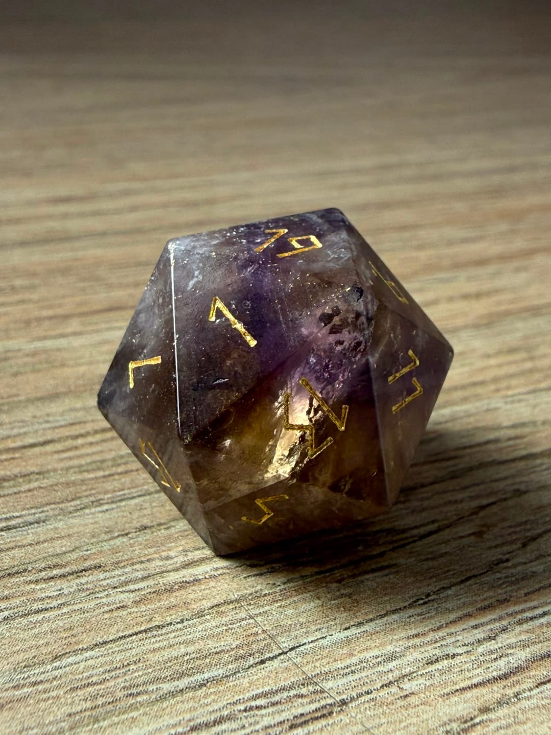 Customer photo review of URWizards D&D Ametrine Gemstone Dice Set Crystal Shape
