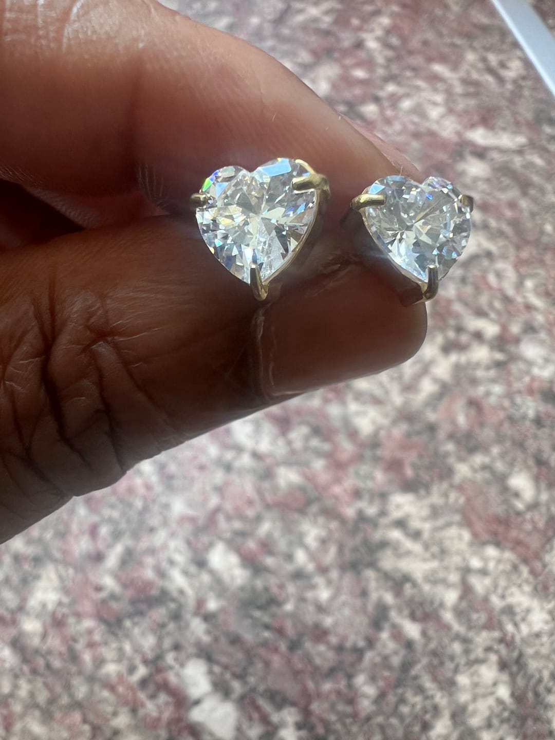 Customer photo review of Classic Heart Tennis Studs
