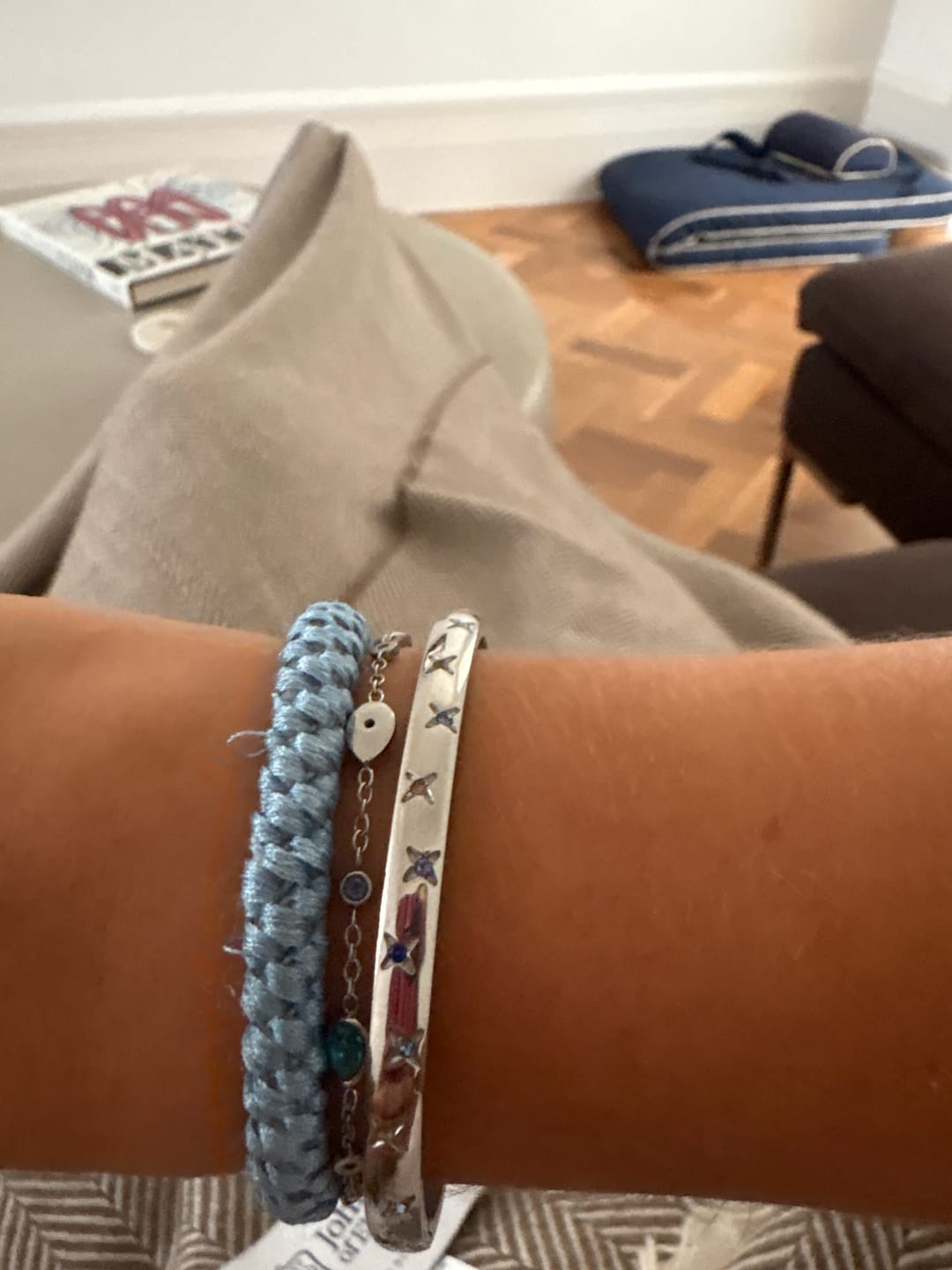 Customer photo review of Amelia Silver Blue Star Bangle