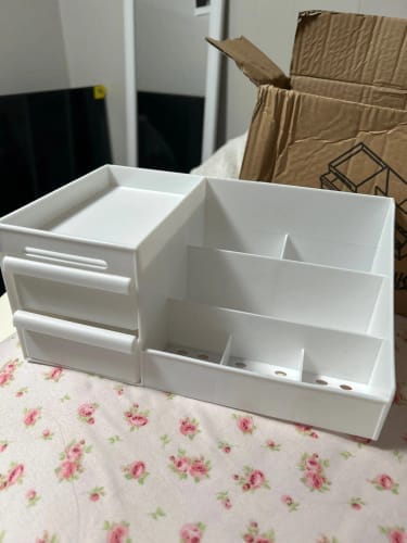 Customer photo review of Makeup Storage Drawer – Plastic Desktop Cosmetics Shelf