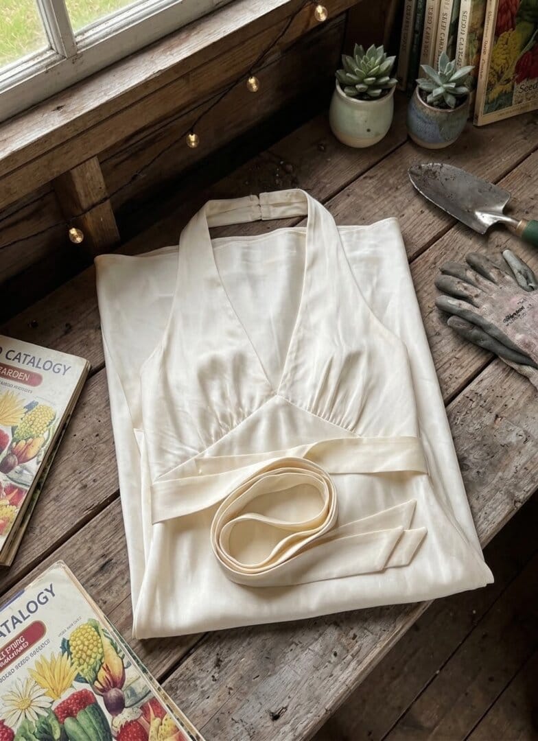Customer photo review of Heavy Hearted Satin Maxi Dress - Pearl