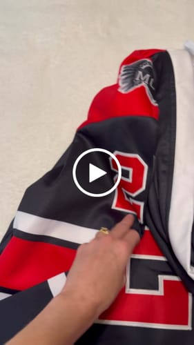 Customer video review of Custom Black Red Classic Style Wrinkle-Resistant Lace-Up Neck Hockey Hoodie