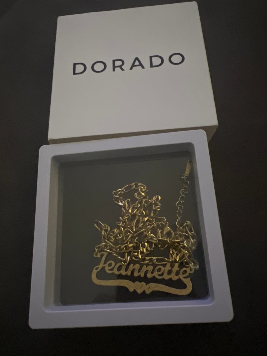 Customer photo review of Diamond Cut Heart Name Necklace