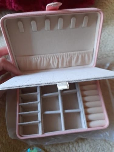 Customer photo review of Leather Jewelry Box – Ring and Earring Display Organizer