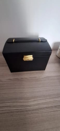 Customer photo review of Drawer Jewelry Box – Three Layer Leather Lockable Case
