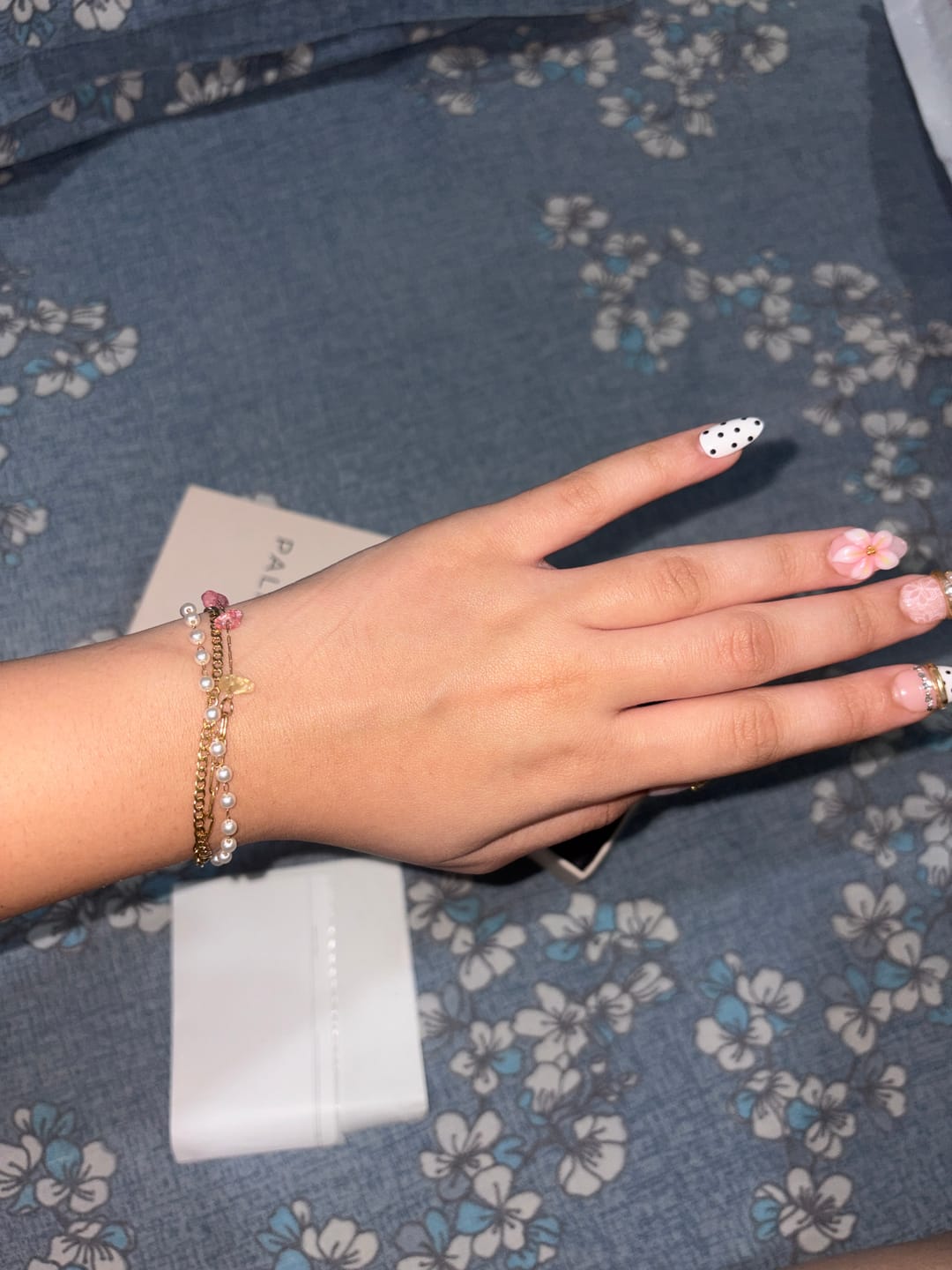 Customer photo review of Minimalist Pearl Three Layered Bracelet