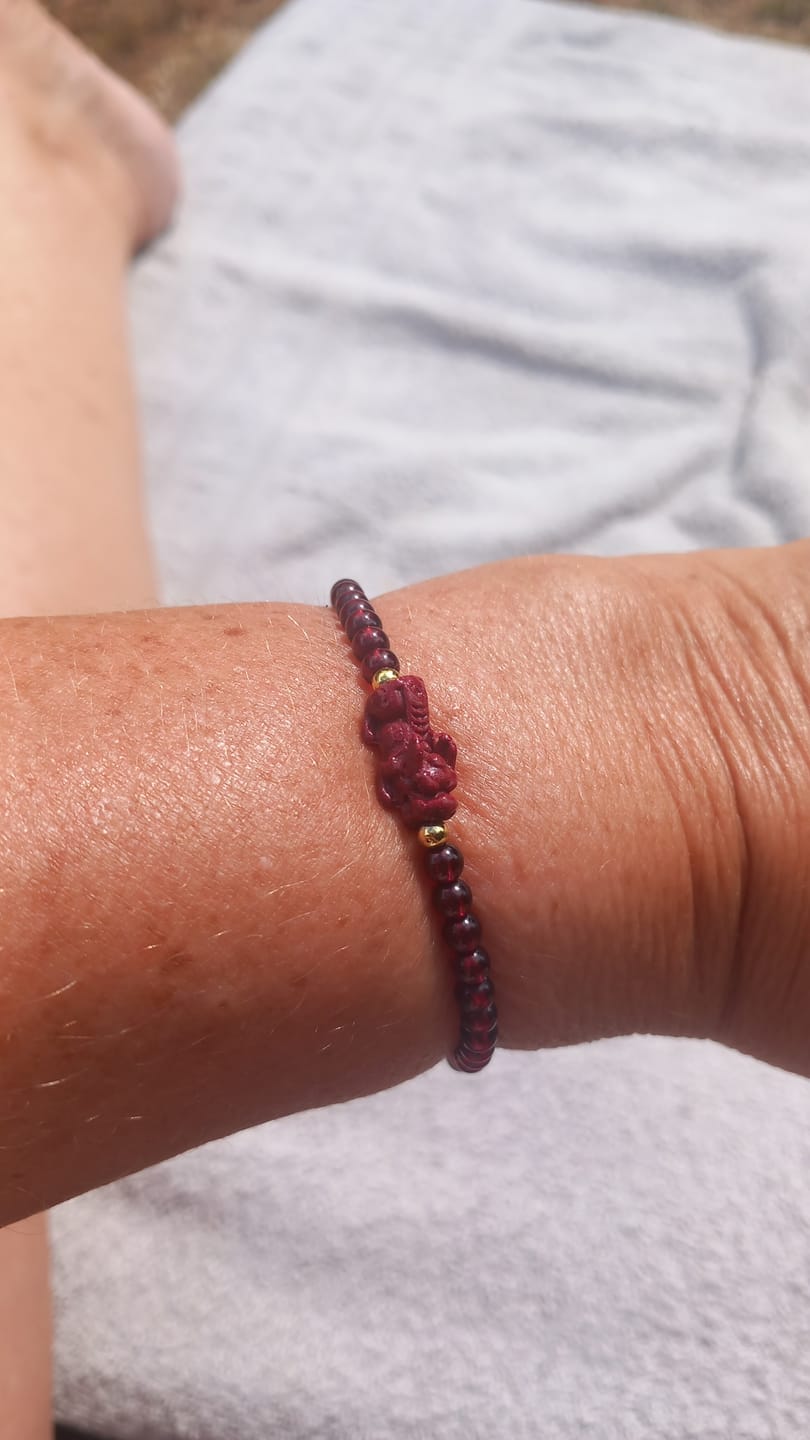 Customer photo review of Bracelet Grenat Rouge et Pi Xiu, Chance et Protection