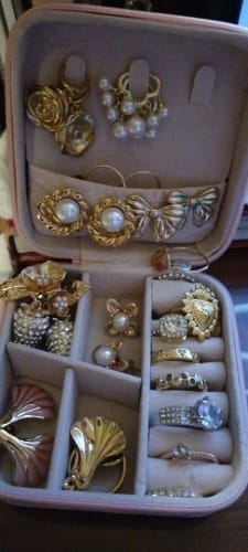 Customer photo review of Leather Jewelry Box – Ring and Earring Display Organizer