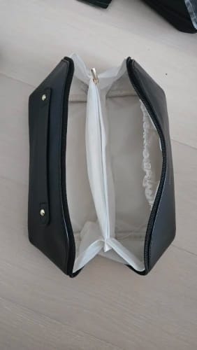 Customer photo review of Leather Makeup Bag – Large Travel Toiletry Organizer