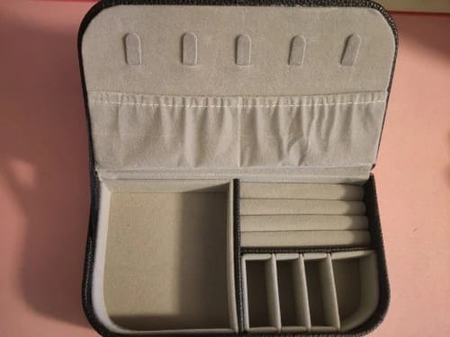 Customer photo review of Travel Jewelry Box – Portable Leather Organizer Case