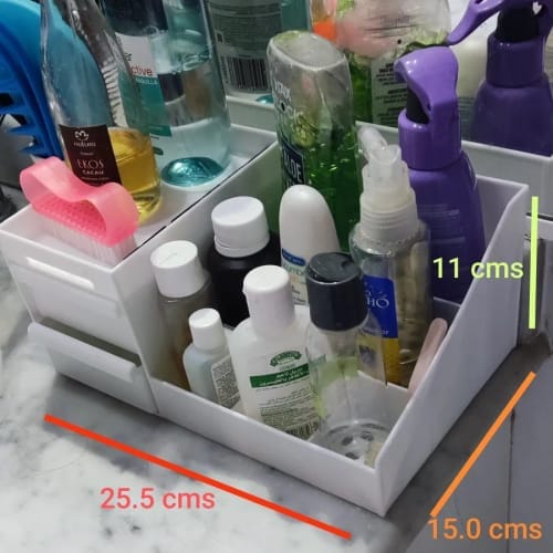 Customer photo review of Makeup Storage Drawer – Plastic Desktop Cosmetics Shelf