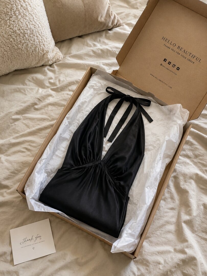 Customer photo review of Heavy Hearted Satin Maxi Dress - Black