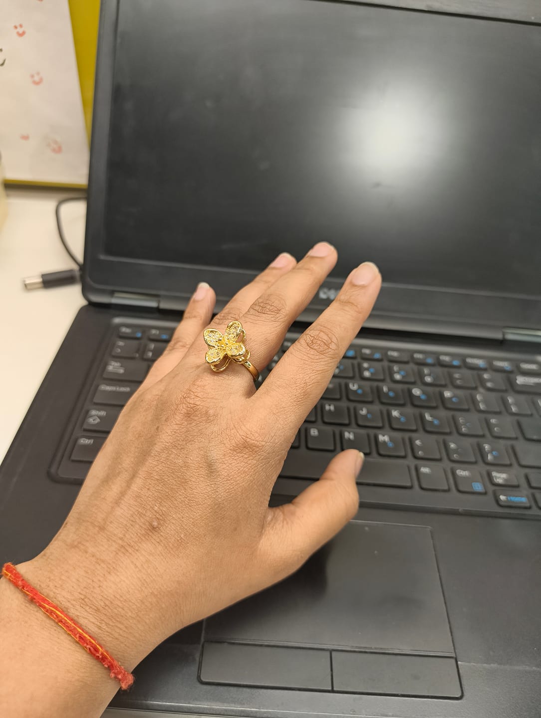 Customer photo review of 18K Gold Plated Butterfly Anti-Tarnish Waterproof Ring
