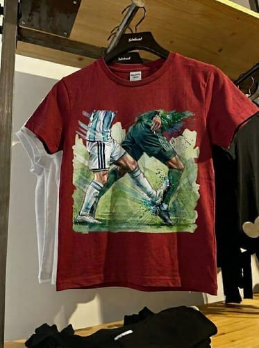 Customer photo review of Soccer Duel Graphic T-Shirt | Soccer Art Tee