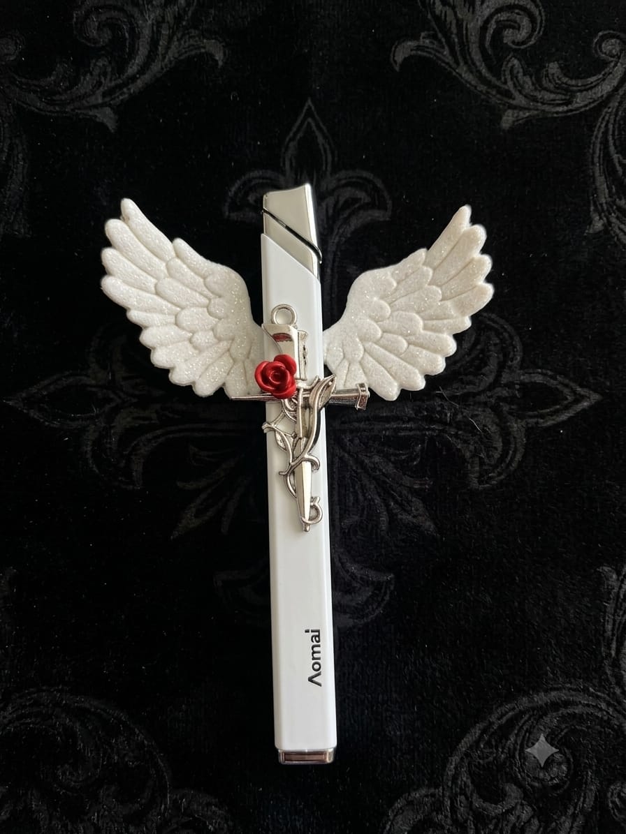 Customer photo review of Pretty Angel Rose Wing Butane Torch Lighter