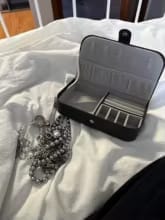 Customer photo review of Travel Jewelry Box – Portable Leather Organizer Case