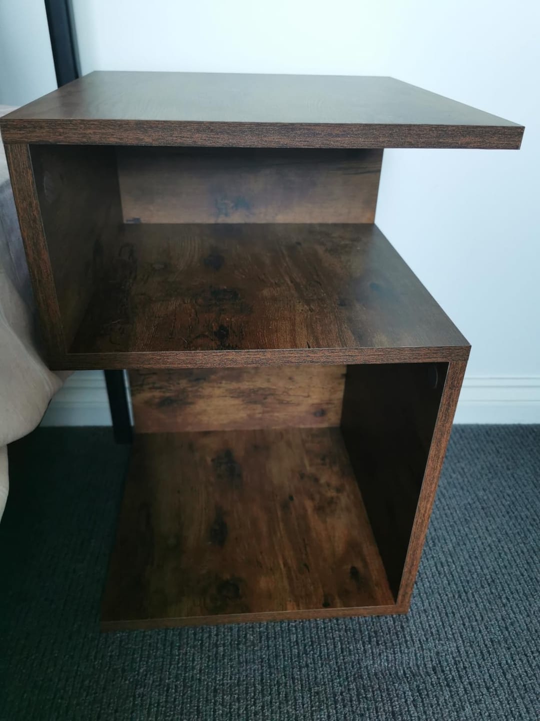 Customer photo review of S Shape Bedside Tables with Shelf