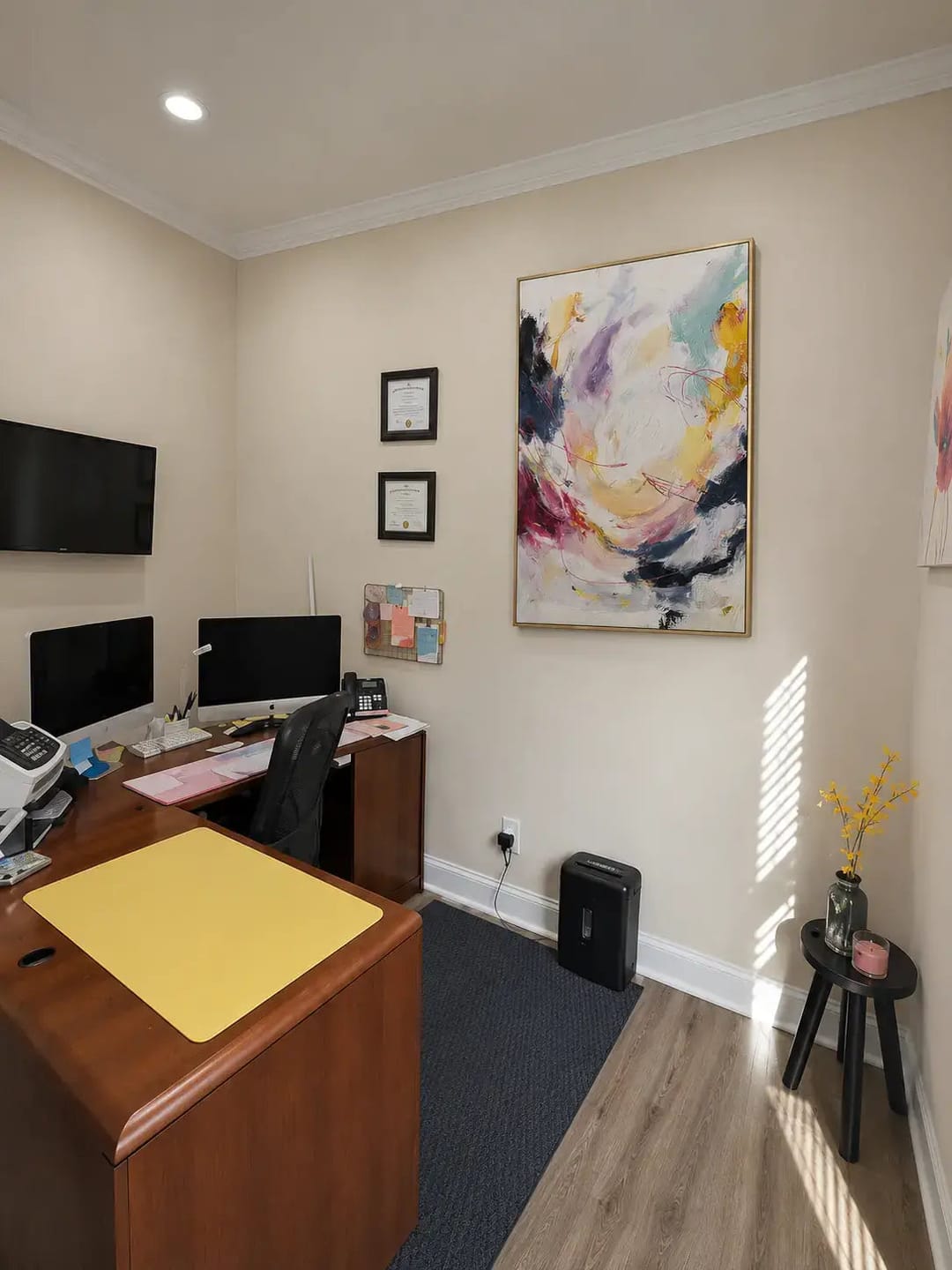 Customer photo review of Vibrant Thread Swirl Abstract Wall Art